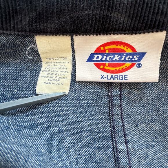 VTG 80s Dickies Denim Chore Coat Mens XL 52 Blue Jean Jacket Western Boho Indie - Picture 3 of 9